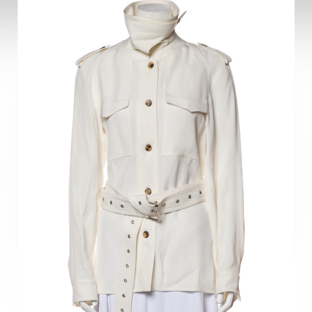 CELINE utility jacket - white / linen blend